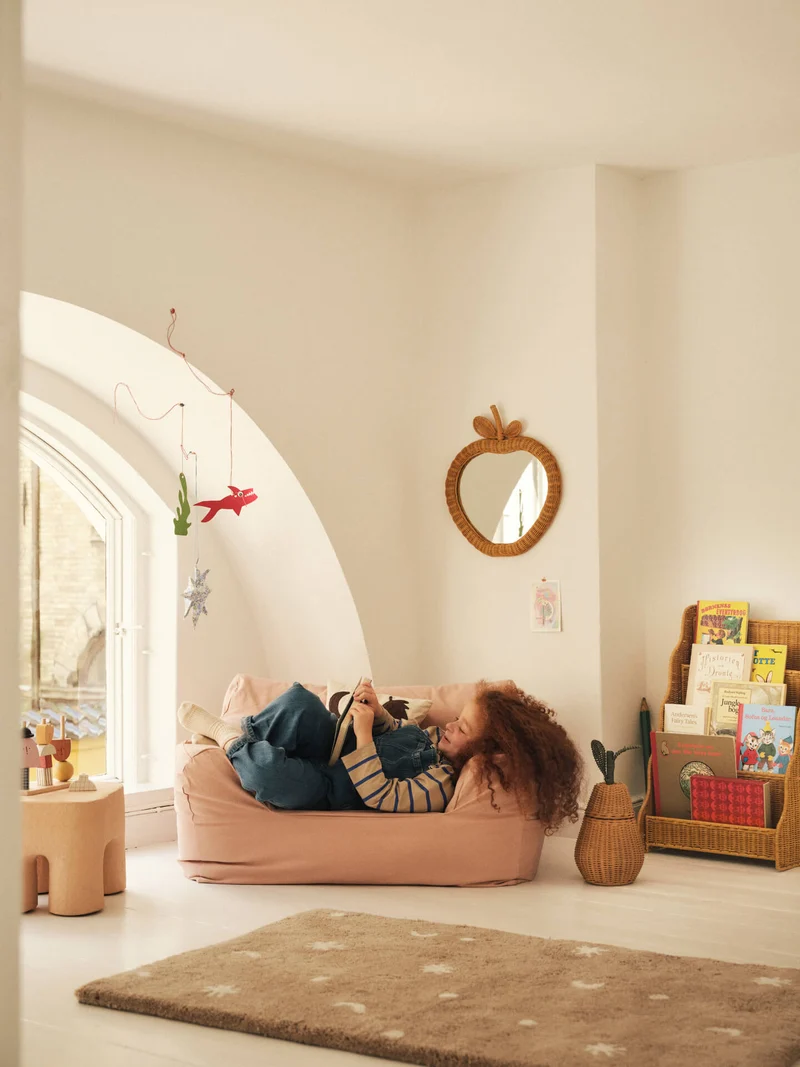 Pouf pour enfant en coton bio rose Billow - Ferm Living