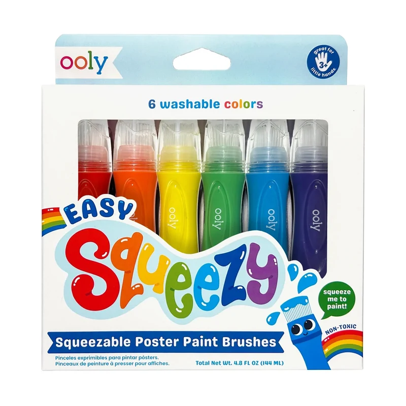 EASY SQUEEZABLE PAINT BRUSHES - SET OF 6 (3 YEARS+)