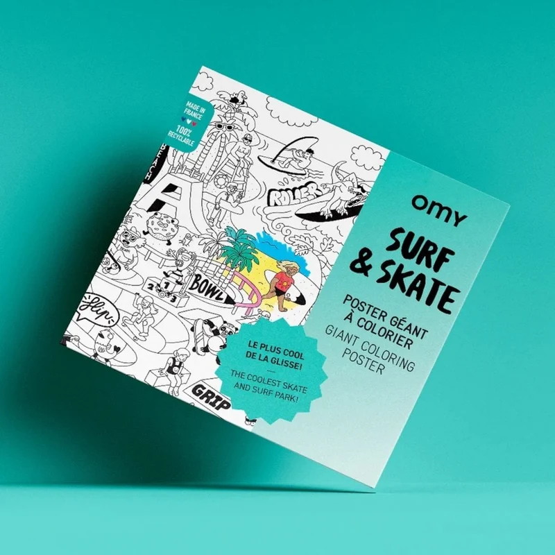 GIANT COLOURING POSTER - SURF + SKATE