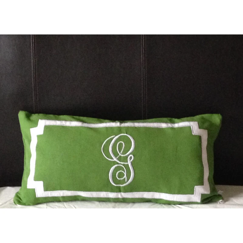 Personalized Monogram Case, Monogram Lumbar Pillows, 12"x24", Sofa Green Bed Decor