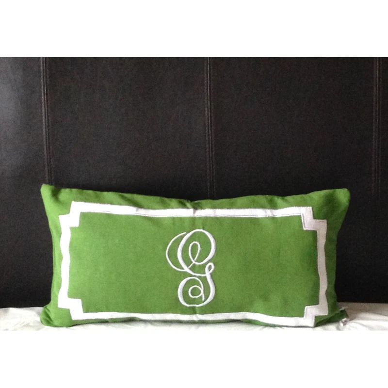 Personalized Monogram Case, Monogram Lumbar Pillows, 12"x24", Sofa Green Bed Decor