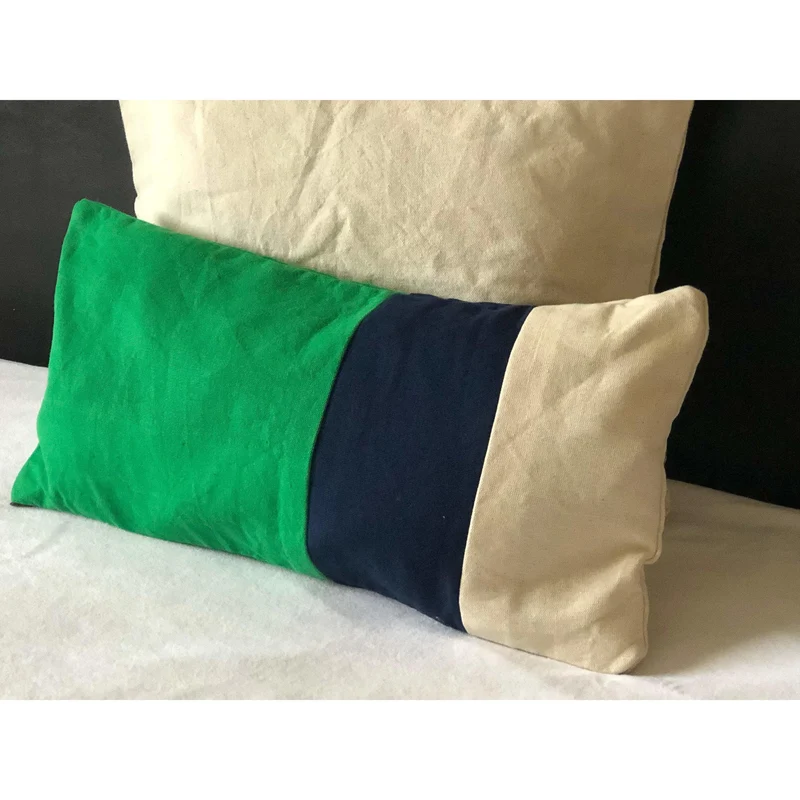 Color Block Green, Navy Pillows, 12x26