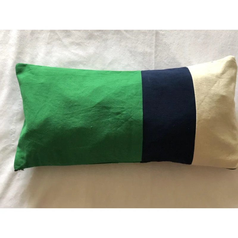 Color Block Green, Navy Pillows, 12x26