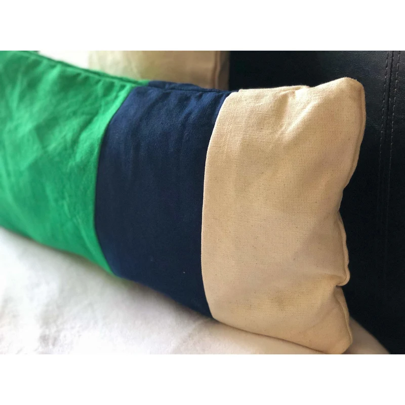 Color Block Green, Navy Pillows, 12x26