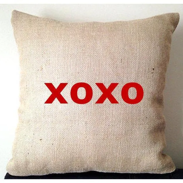 XOXO Burlap Pillow covers, Home Pillows, Rustic Decor