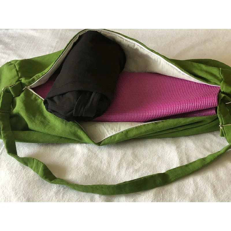 GreenYoga Mat Black Bag, Cotton Yoga Bag, Zipper Cotton Yoga bags