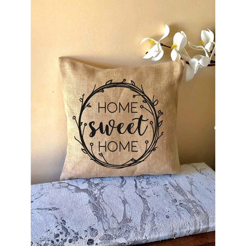 Home Sweet Home-Burlap Porch Pillows