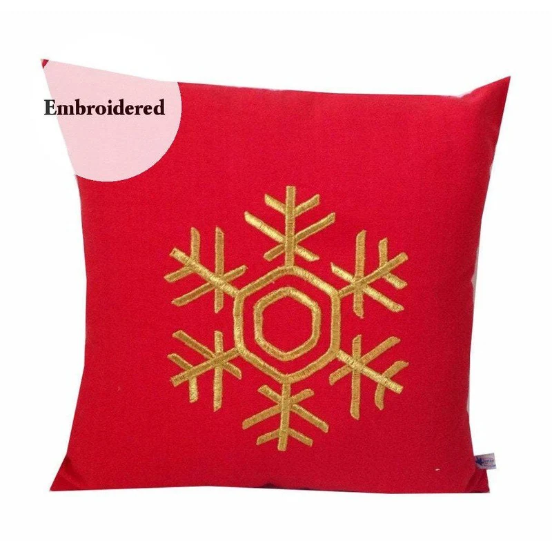 FREE SHIPPING Indoor Christmas Decor, Christmas Home Decor, Snowflake Christmas Pillow covers, Gold Red Decorative Throw Pillows