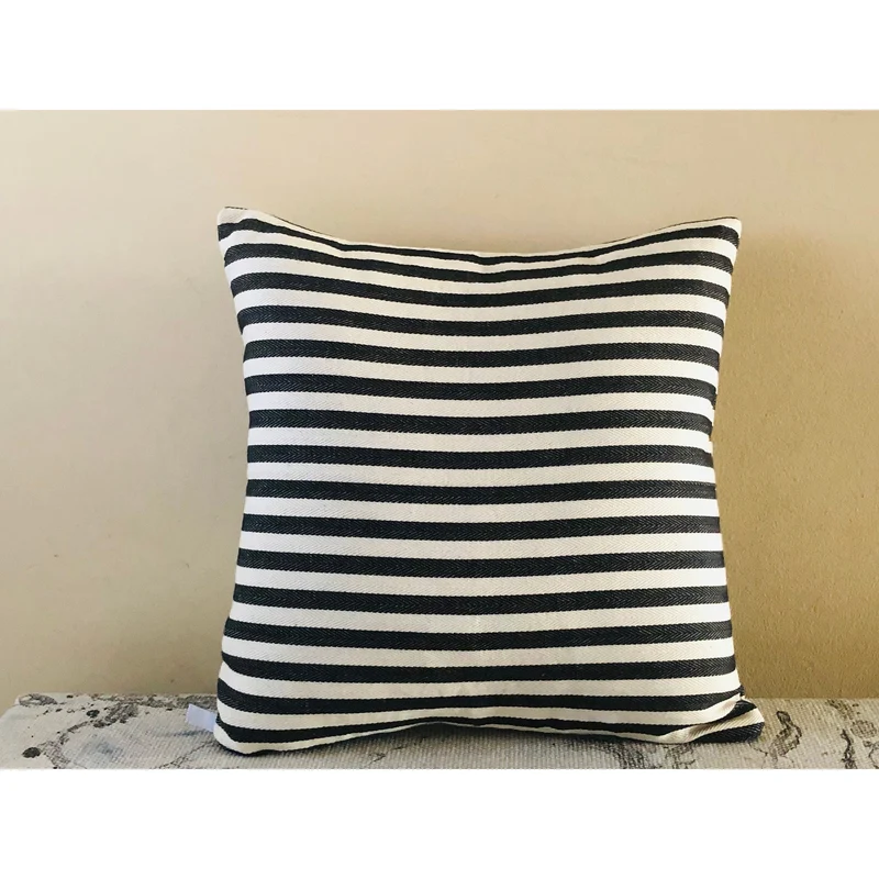 Ticking Black & Ivory Pillow, Farmhouse Pillow Cover 18x18
