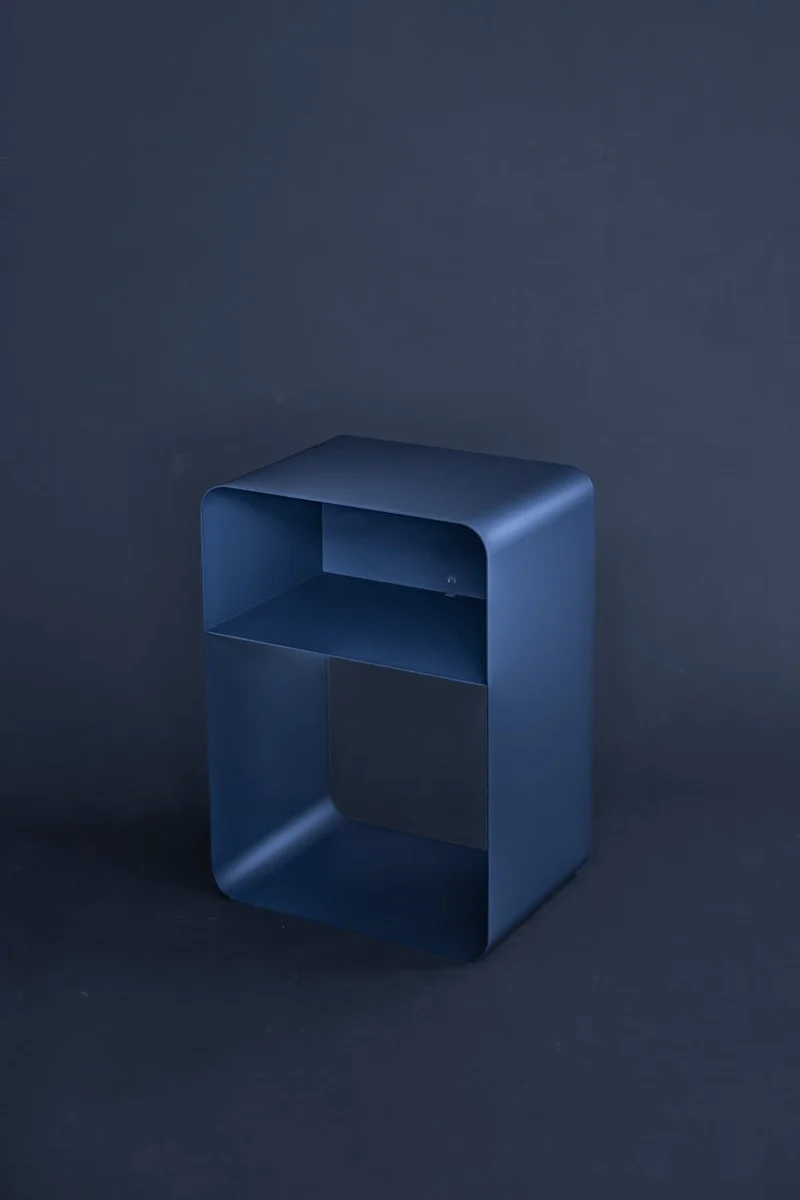 Table de chevet en acier bleu martini 58x42x30cm Damio - Metallbude