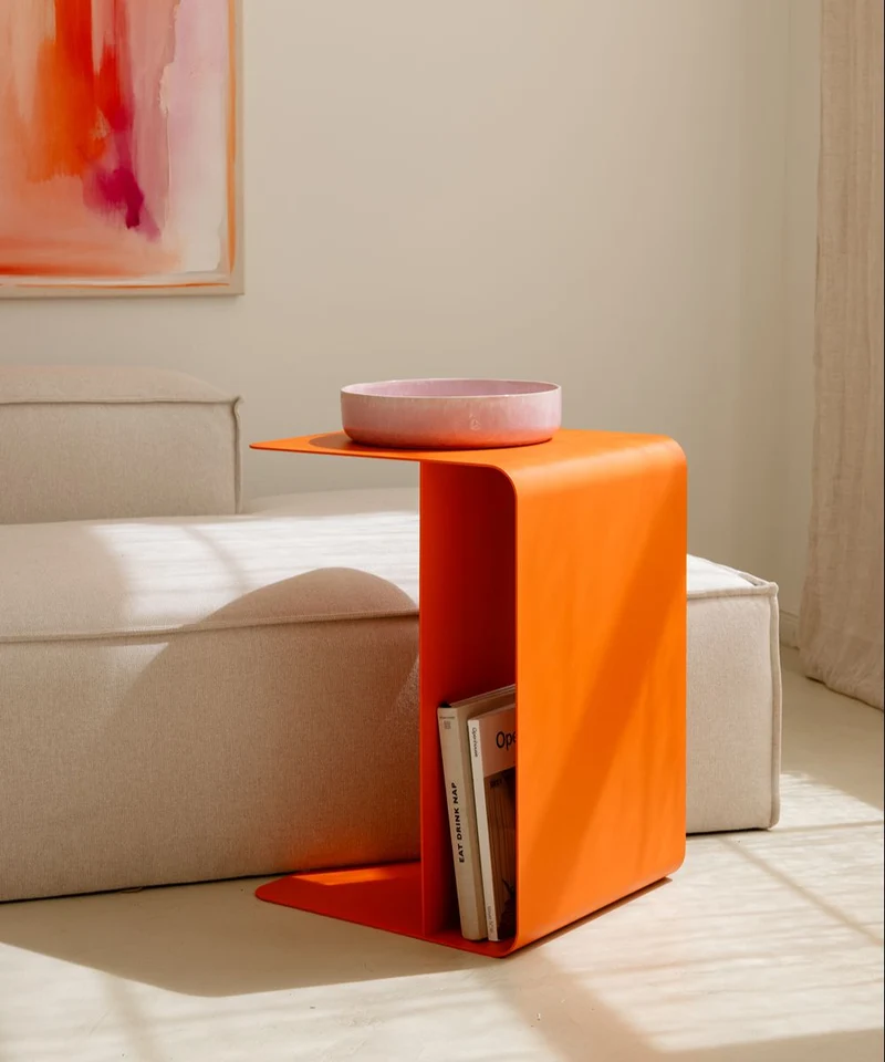 Table d'appoint en acier orange sprizz 60x40cm Cosmo - Metallbude