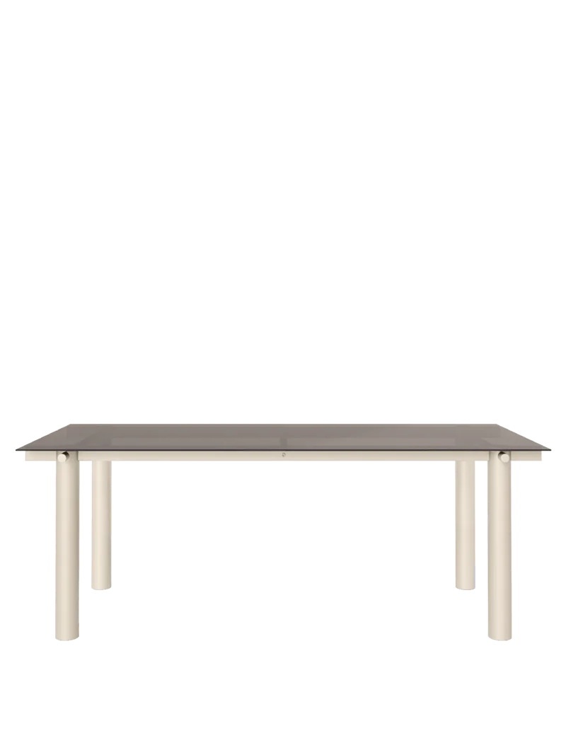 Table à manger rectangulaire en acier beige et verre teinté foncé 200 x 90 cm Atura - Ferm Living