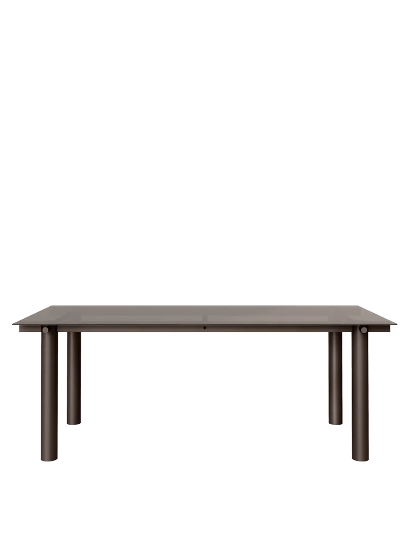 Table à manger rectangulaire en acier marron et verre teinté foncé 200 x 90 cm Atura - Ferm Living