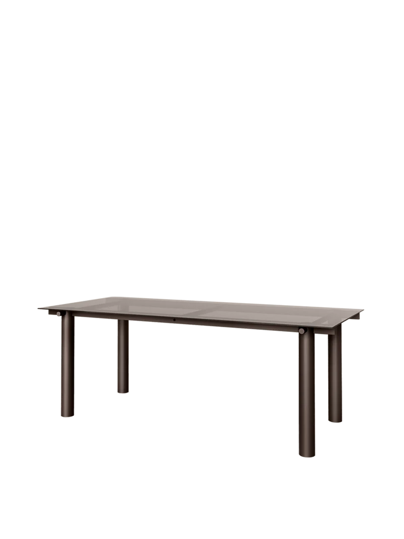 Table à manger rectangulaire en acier marron et verre teinté foncé 200 x 90 cm Atura - Ferm Living