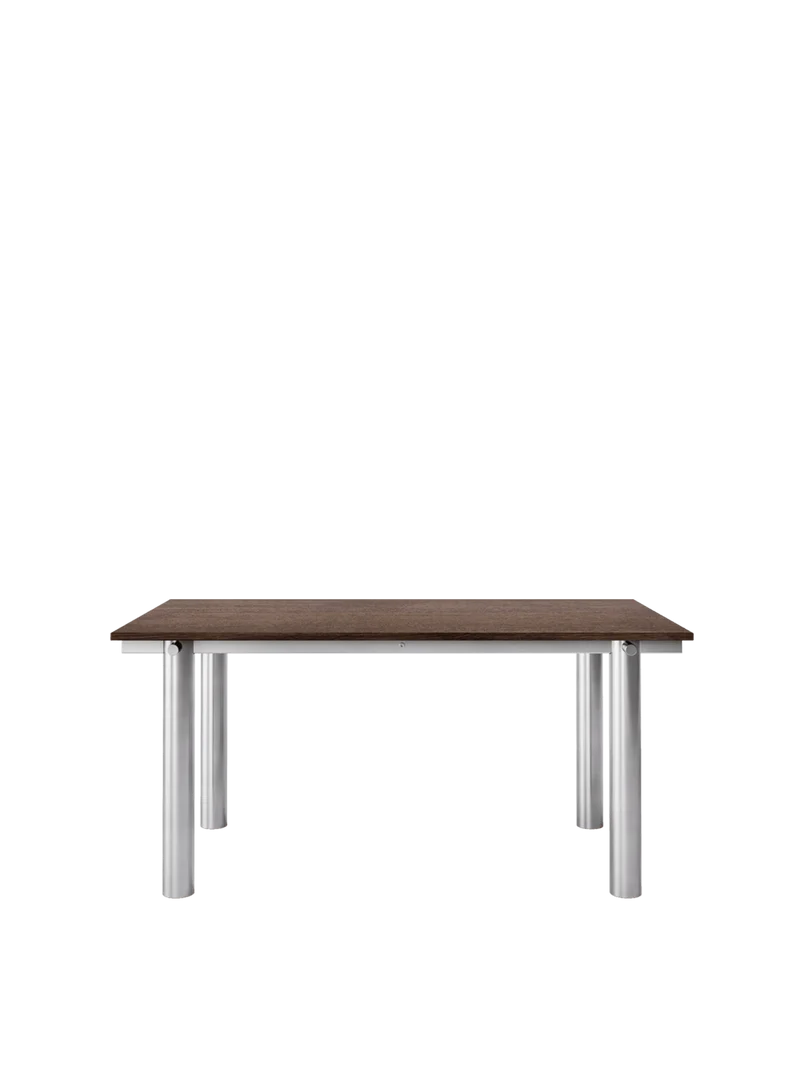 Table à manger rectangulaire en acier inoxydable brossé et chêne foncé vernis 160 x 90 cm Atura - Ferm Living