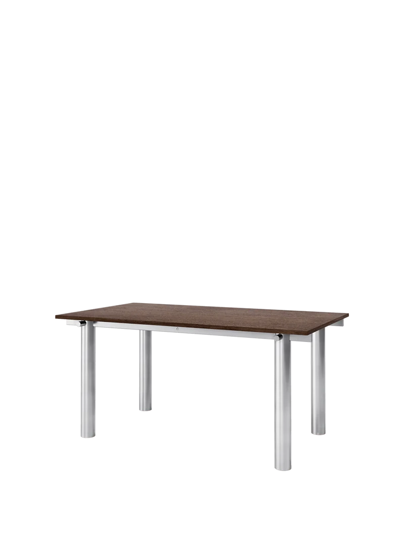 Table à manger rectangulaire en acier inoxydable brossé et chêne foncé vernis 160 x 90 cm Atura - Ferm Living