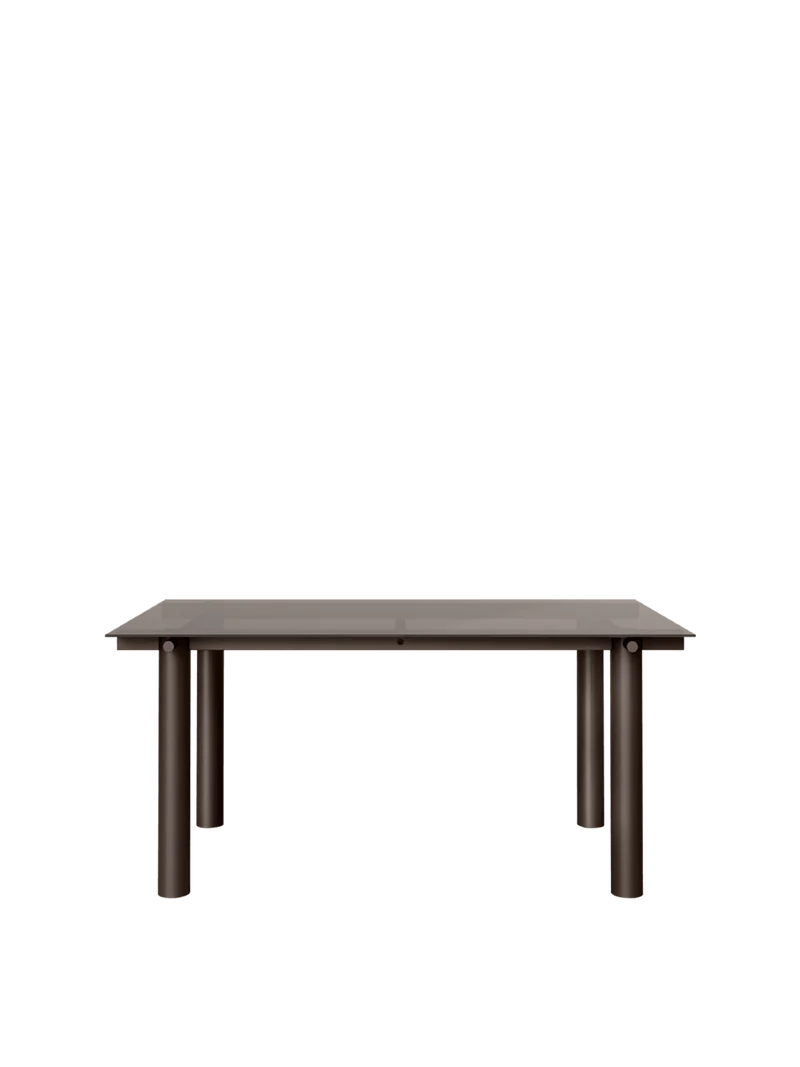 Table à manger rectangulaire en acier marron et verre teinté foncé 160 x 90 cm Atura - Ferm Living
