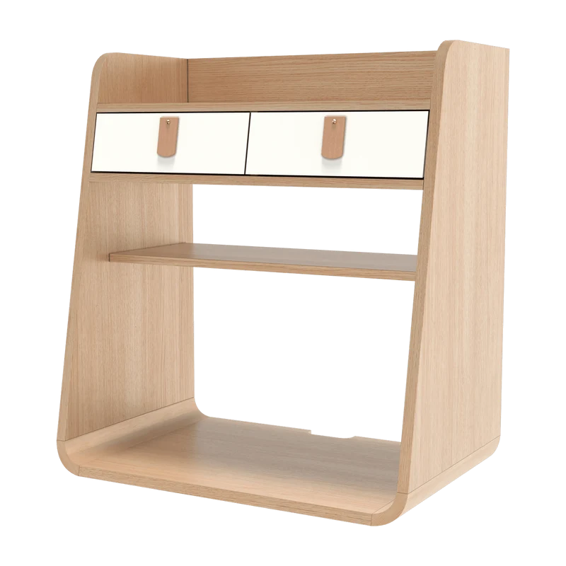 Table de chevet murale en bois de chêne naturel et laqué blanc Suzon - Hartô