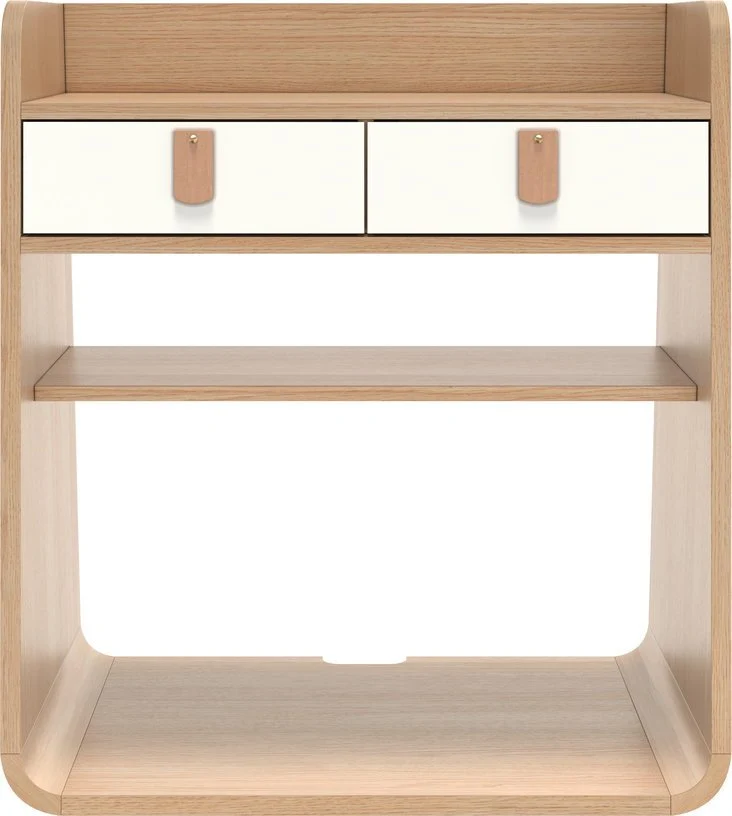 Table de chevet murale en bois de chêne naturel et laqué blanc Suzon - Hartô