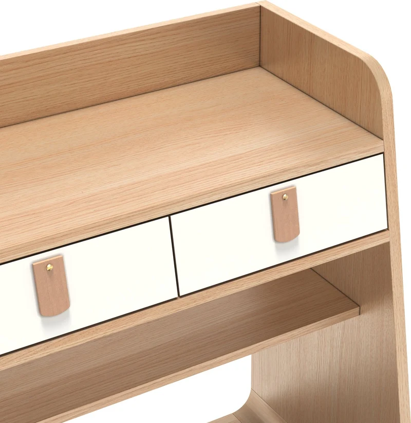 Table de chevet murale en bois de chêne naturel et laqué blanc Suzon - Hartô