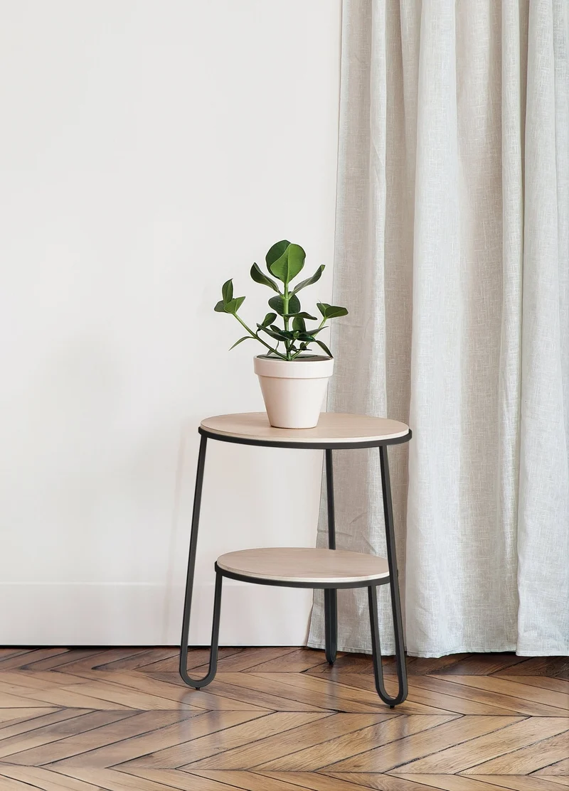 Table d'appoint en bois de chêne et acier gris ardoise 44,5x50,5cm Anatole - Hartô