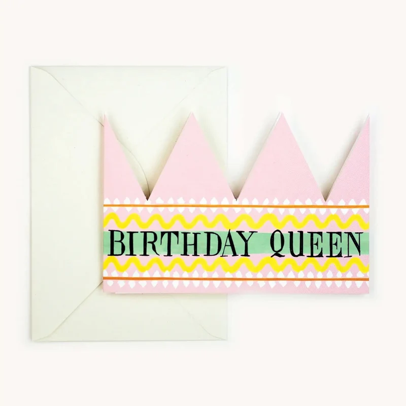 BIRTHDAY QUEEN PARTY HAT CARD