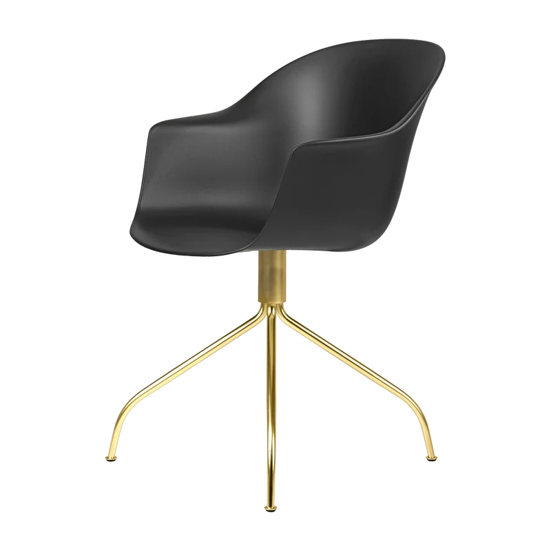 Chaise de bureau noire et laiton pivotante Bat - Gubi