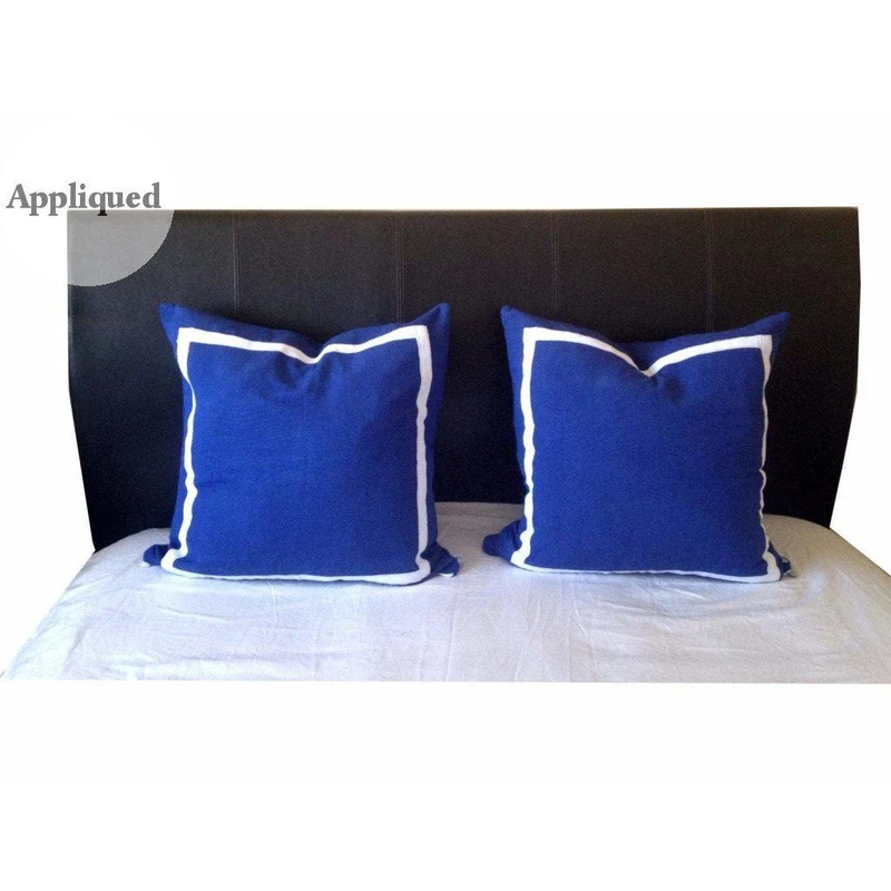 Trim Pillows, Bedroom Pillows, Blue throw Pillows, Border Throw Pillows, Shams with Borders