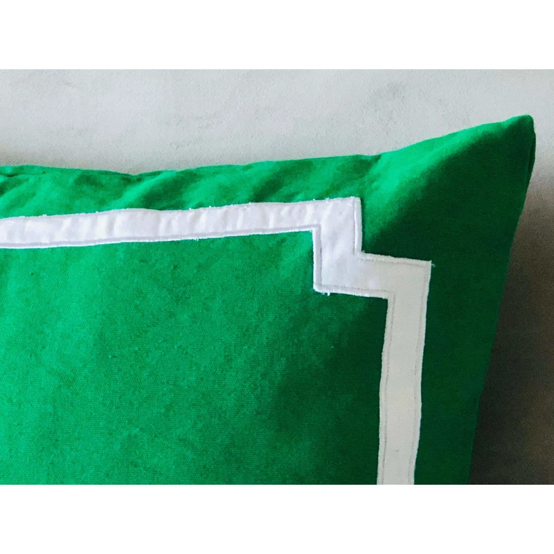 Green Trim Pillows, Green Bedding, Border Pillow Covers, Bedroom Decor
