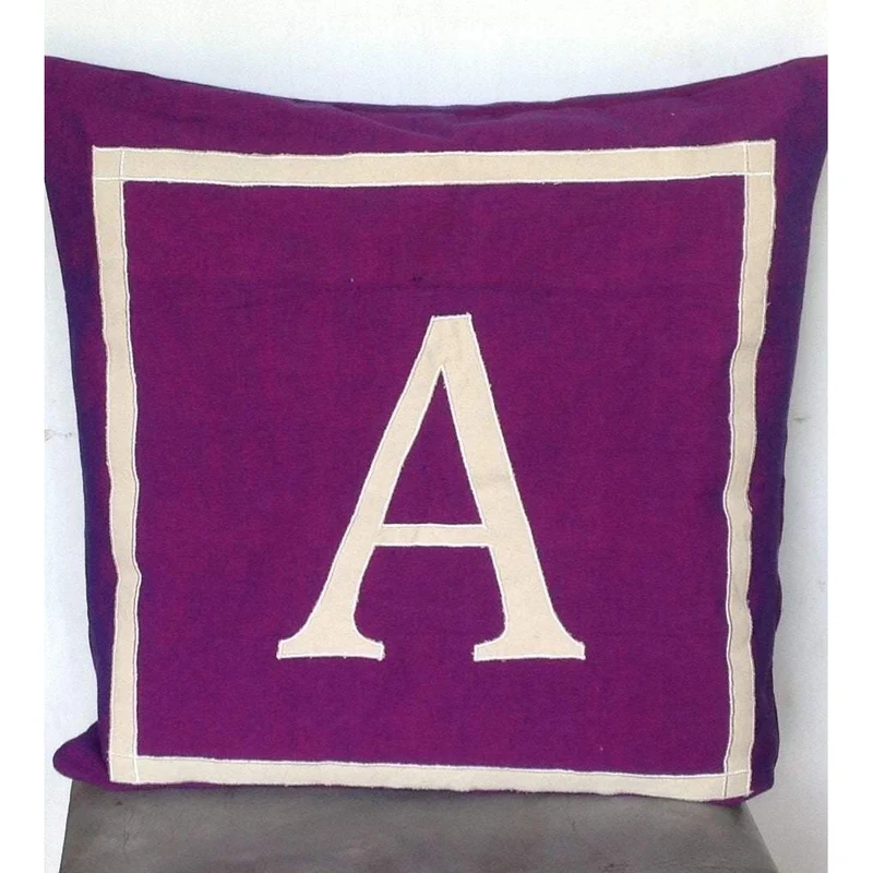Purple Letter 26x26 inch Shams