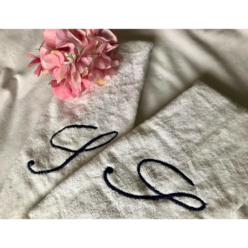 Letter Face Towel, Cotton Luxury Face Towel, Personalized Letter 16x20 Towel Set, For Bathroom, Kitchen and Spa