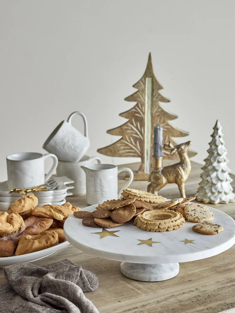 Plateau à gâteaux étoilé en marbre blanc Fenya - Bloomingville