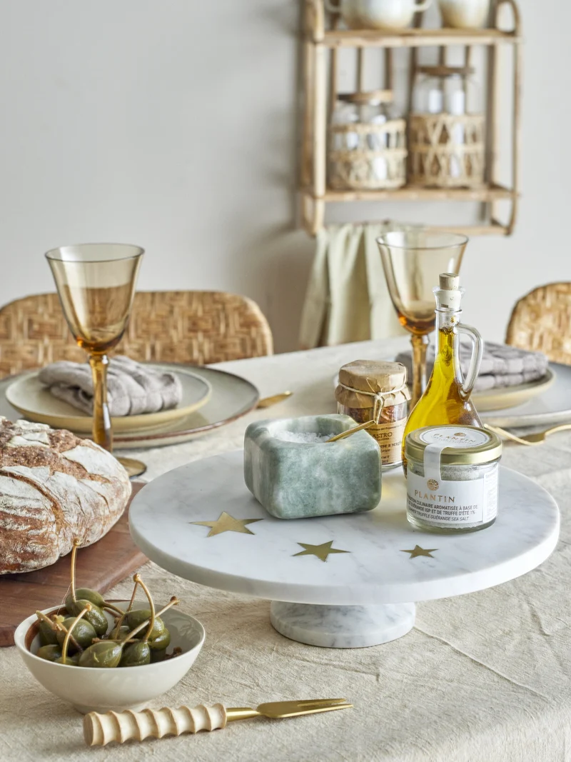 Plateau à gâteaux étoilé en marbre blanc Fenya - Bloomingville