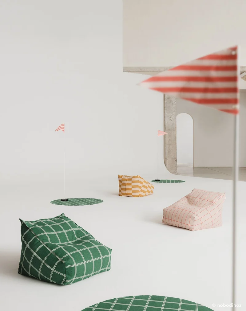 Nobodinoz Sitzsack-Sessel Vibes Kindergrösse Blau Rot kariert