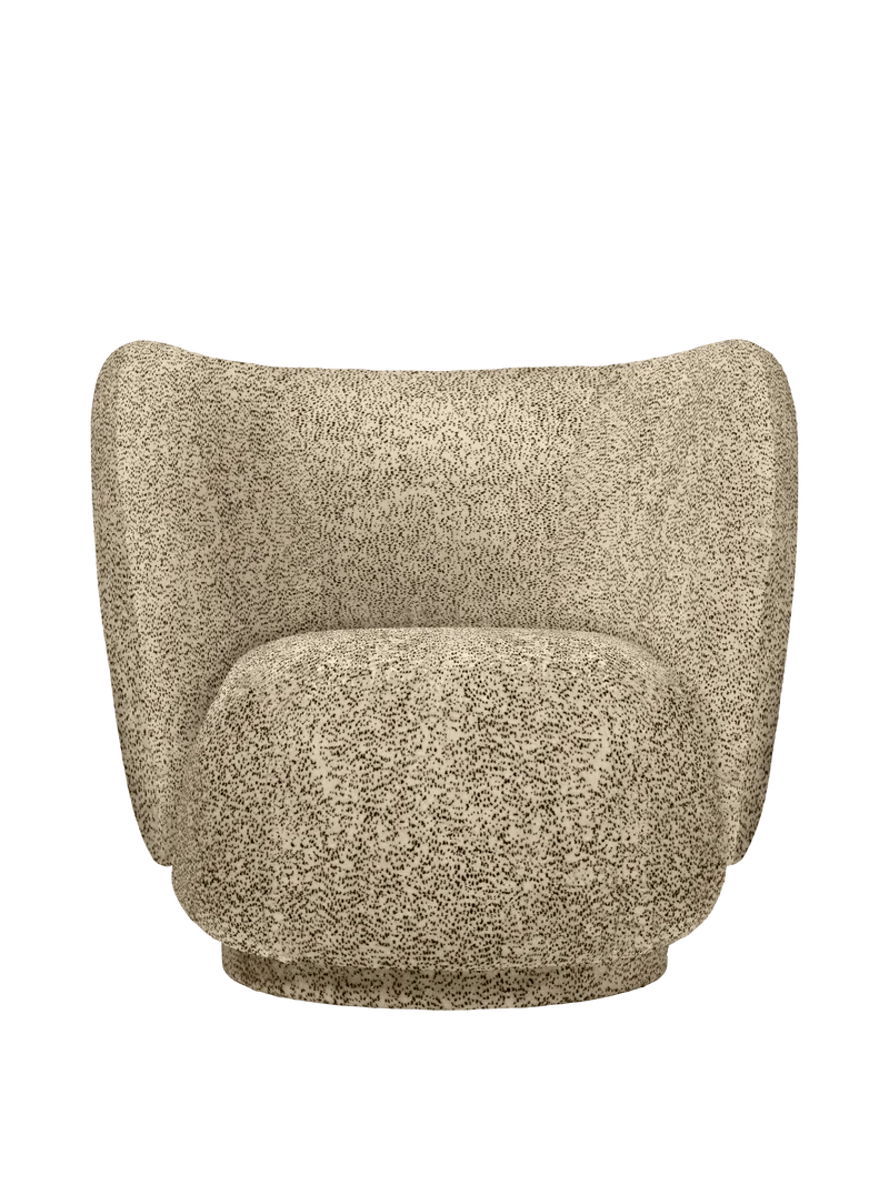 Fauteuil pivotant en velours poppy beige et noir Rico - Ferm Living