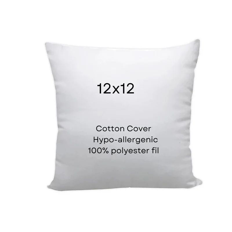 12x12 Square Pillow Inserts, Hypo-allergenic Inserts
