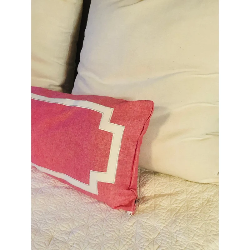 Pink Monogram Long Lumbar Pillows, Monogrammed Pink Body Pillow Cover