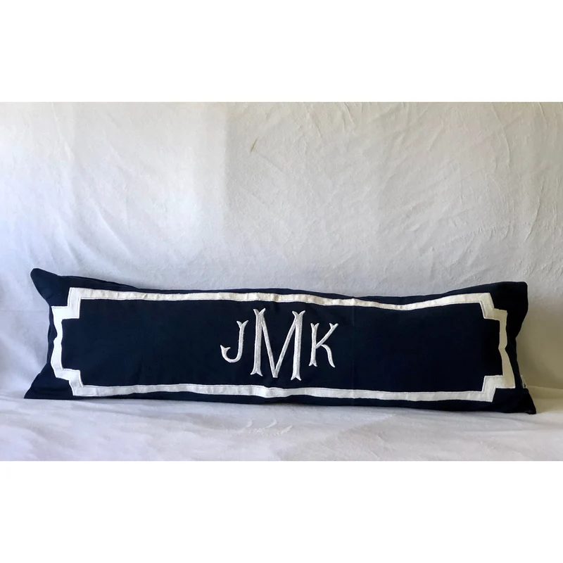 Monogrammed Navy Throw Pillow Covers