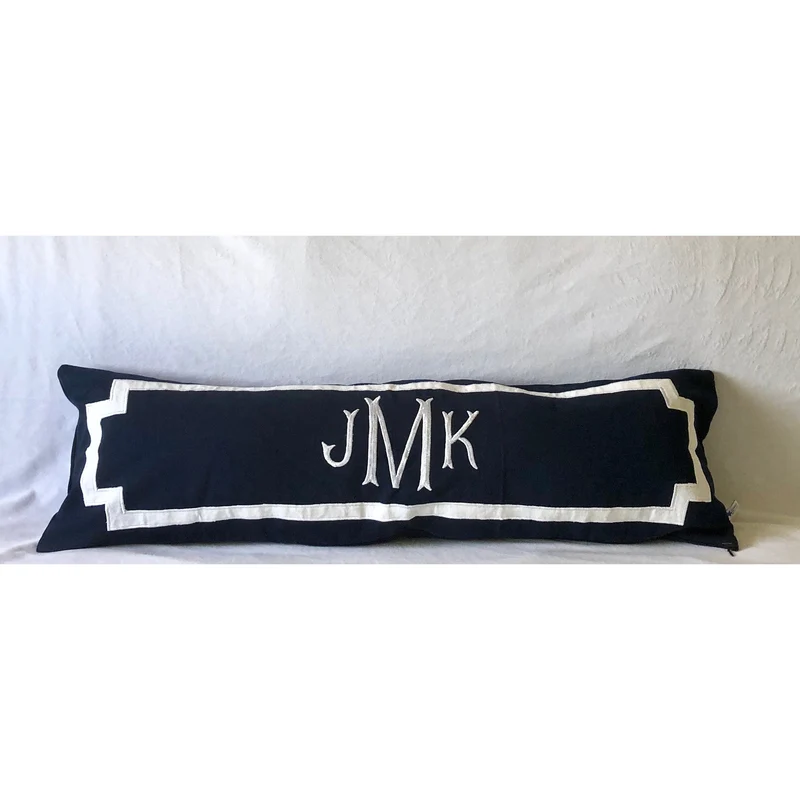 Monogrammed Navy Throw Pillow Covers