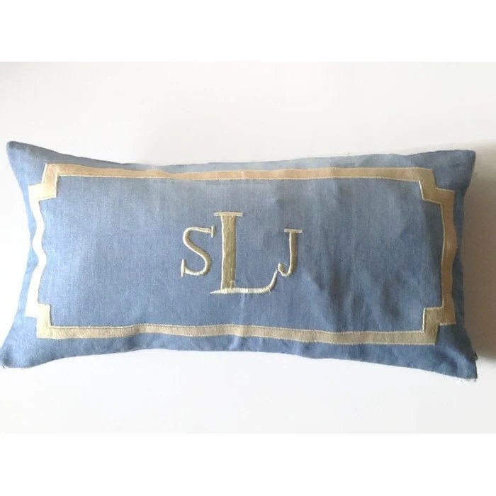 Monogrammed Lumbar Pillow, Long Nursery Decor