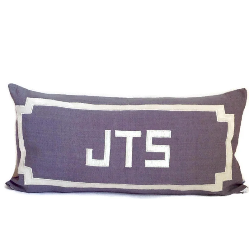 Monogrammed Lumbar Pillow, Long Nursery Decor