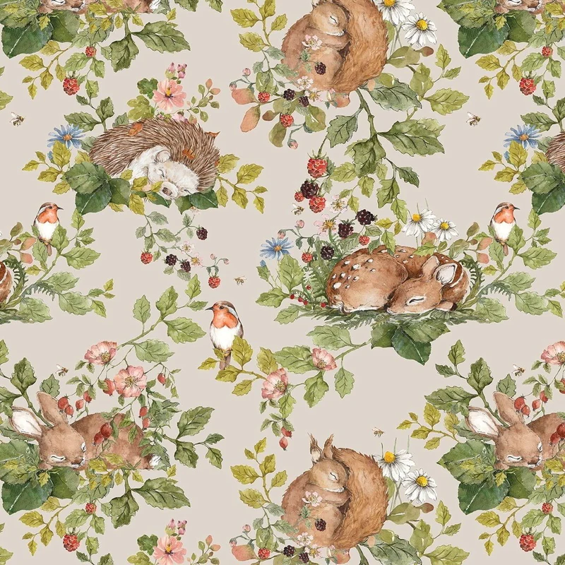 Dekornik Tapete Little Sleepy Tiere Hell Streifen 50 x 280