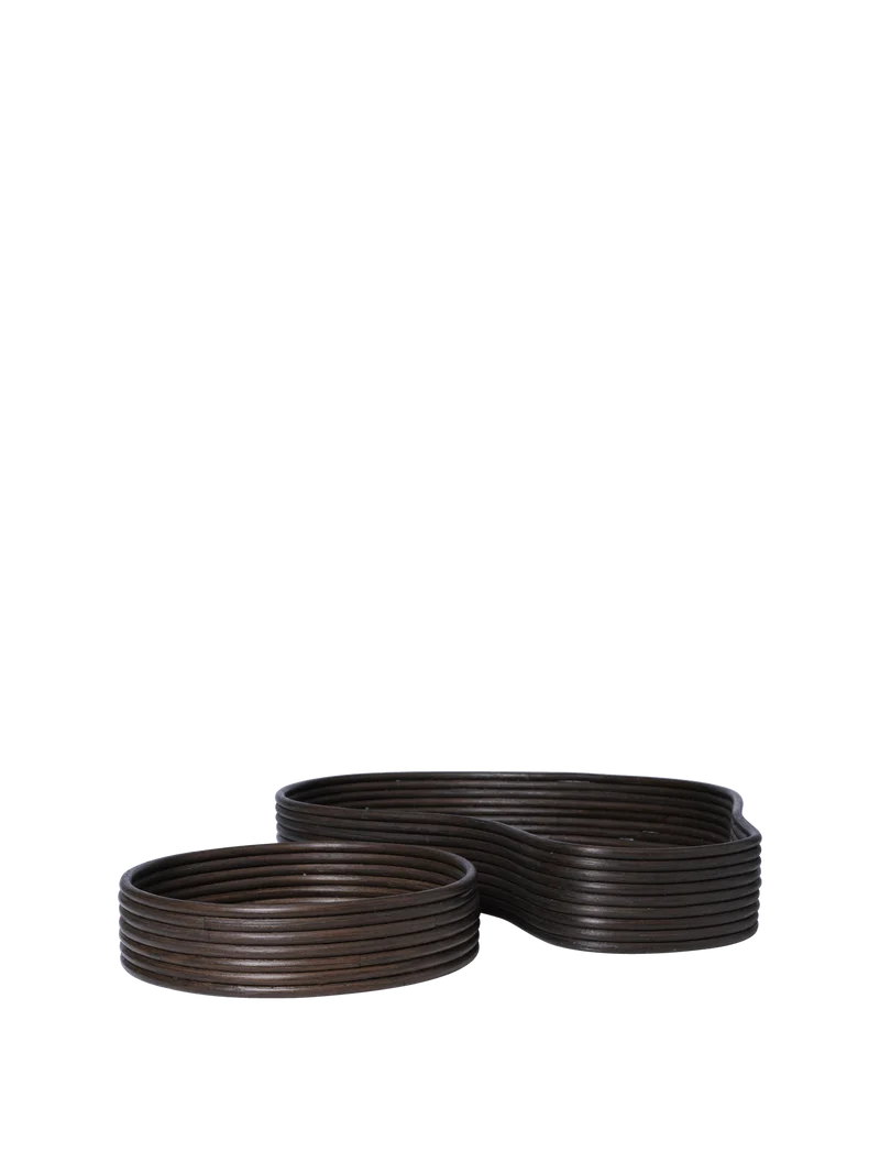 2 Plateaux en rotin teinté foncé 50 x 35 x 8 cm Isola - Ferm Living