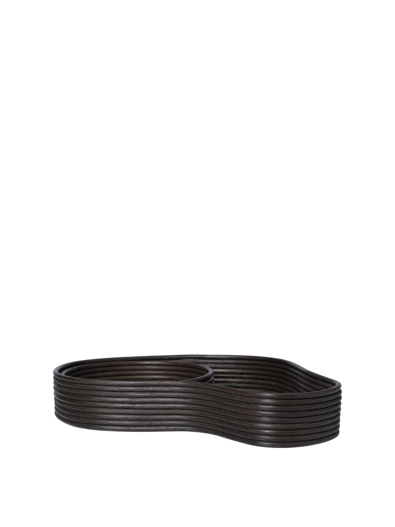 2 Plateaux en rotin teinté foncé 50 x 35 x 8 cm Isola - Ferm Living