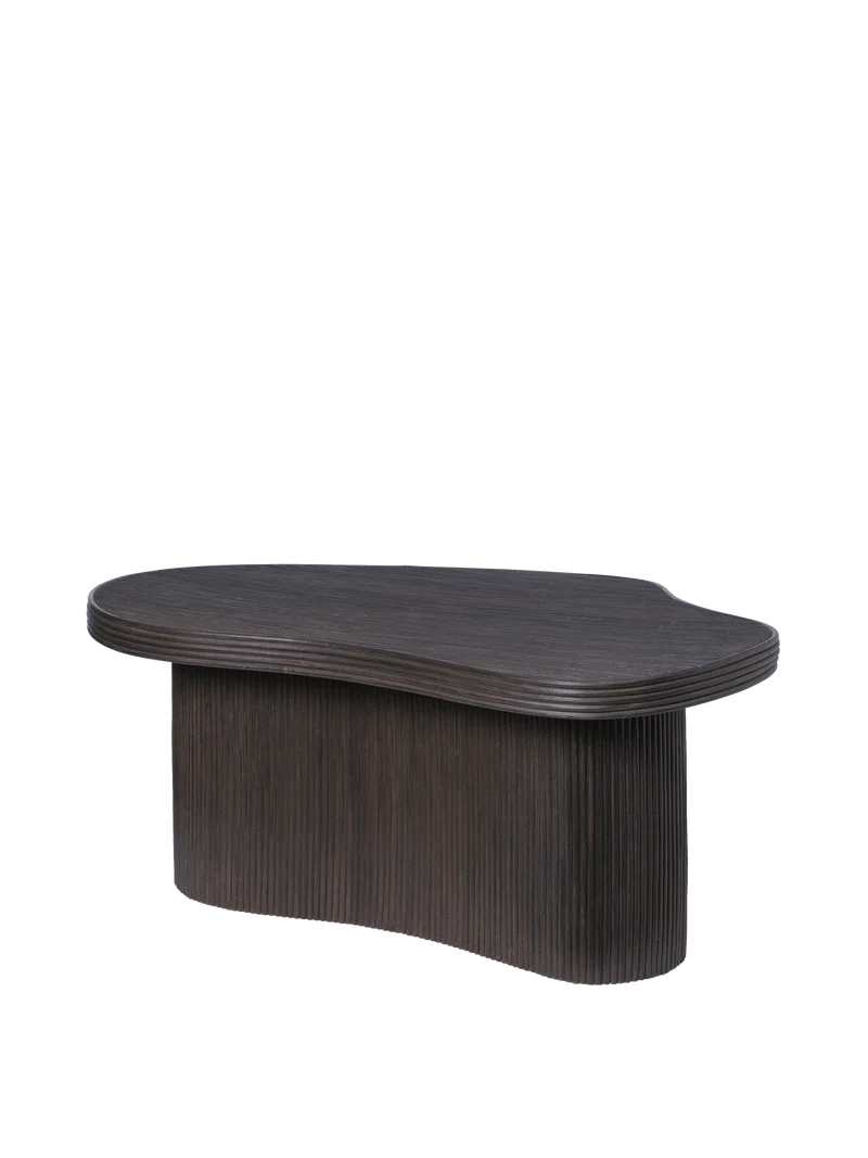 Table basse organique en rotin et bois teinté foncé 100 x 70 x 40 cm Isola - Ferm Living