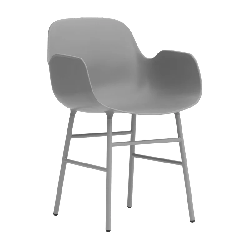Chaise avec accoudoirs en acier et pp gris Form - Normann Copenhagen