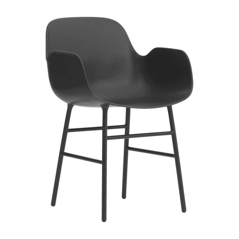 Chaise avec accoudoirs en acier et pp noir Form - Normann Copenhagen