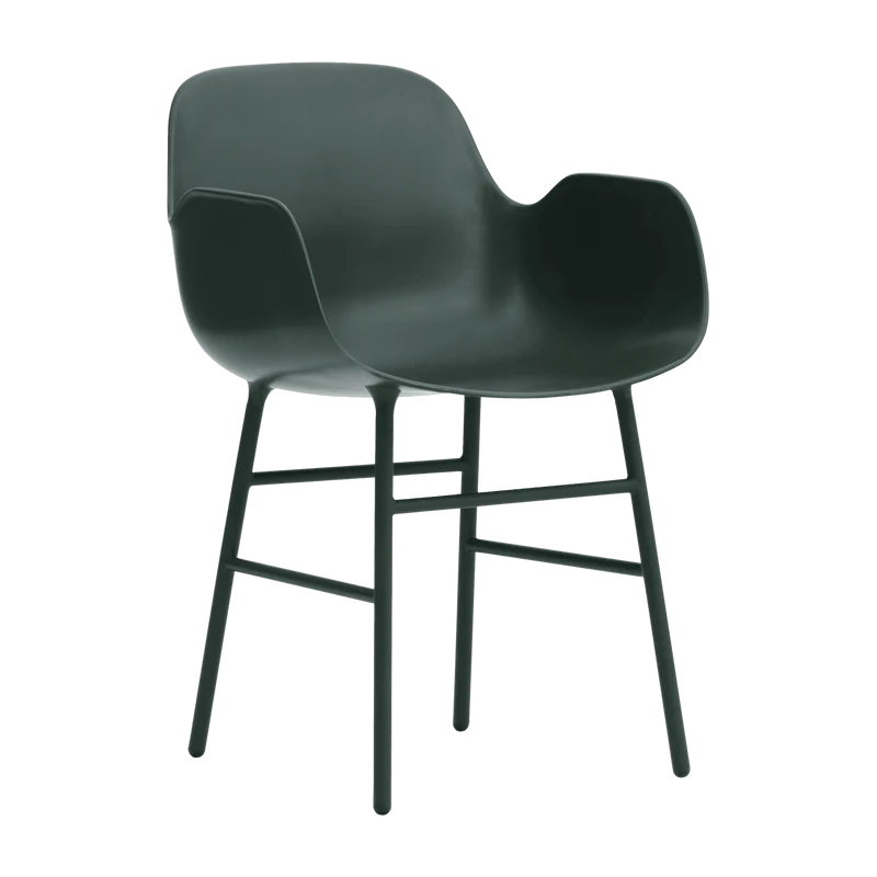 Chaise avec accoudoirs en acier et pp vert Form - Normann Copenhagen