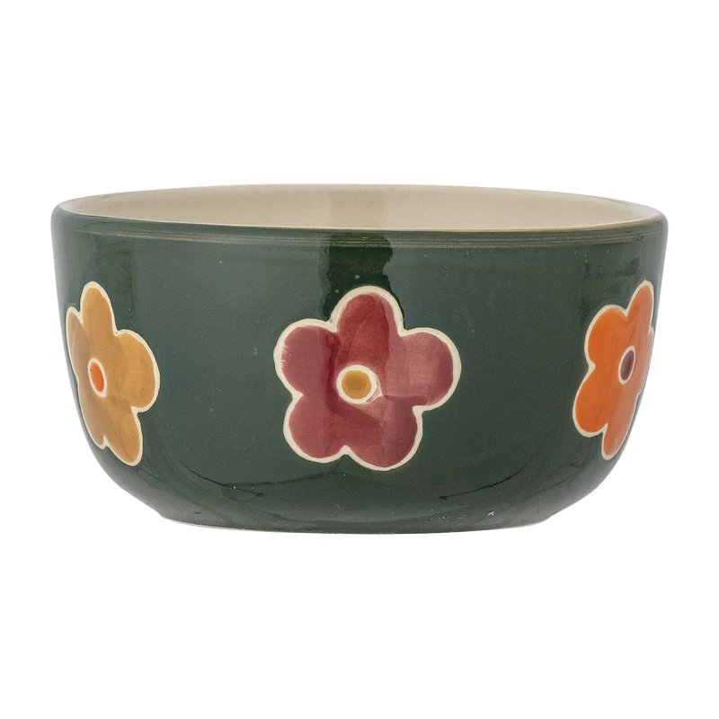 Bol en grès fleuri vert 12cm Addy - Bloomingville Mini