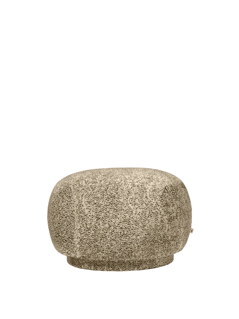 Pouf rond en velours poppy beige et noir 60 cm Rico - Ferm Living